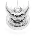 A realistic portrait of Gengar with intricate shading and details tattoo design idea