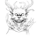 Aki from chainsaw man summoning devil dog  tattoo design idea