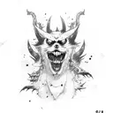 Aki from chainsaw man summoning devil dog  tattoo design idea