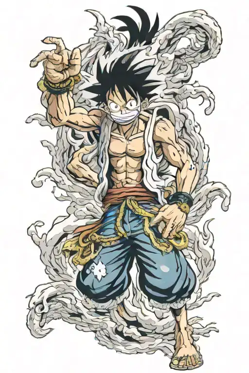 Luffy in gear 5 from one piece VS Goku ultrainstinc from dragon ball super tattoo design idea
