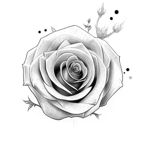 Rose only draw with lines tattoo design idea