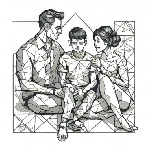 mom dad son sitting tattoo design idea