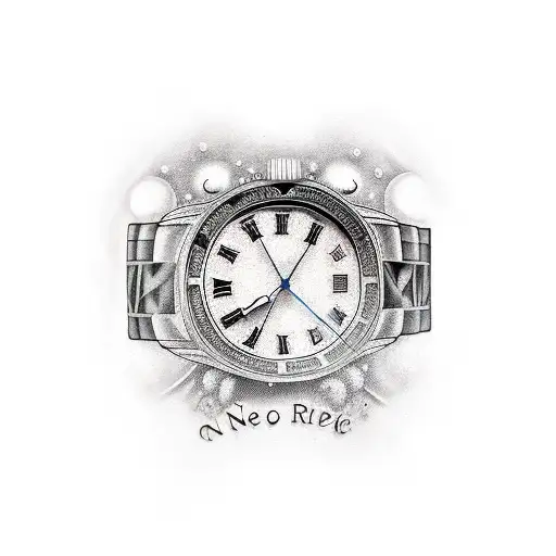 timepiece at 1:08 with name Chelsie Raven tattoo design idea