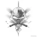 warrior and a pull uo bar tattoo design idea