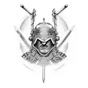 warrior and a pull uo bar tattoo design idea