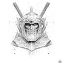 warrior and a pull uo bar tattoo design idea