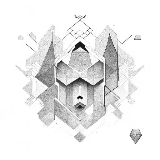 realism forest faded into geometric shapes tattoo design idea