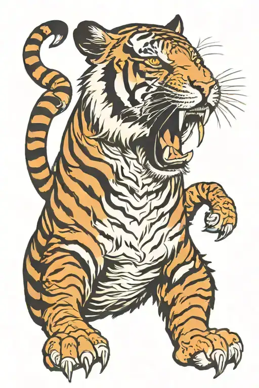 tiger large tongue tattoo design idea
