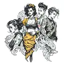 four people in edgy clothes tattoo design idea