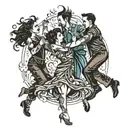 four people wildly dancing  tattoo design idea