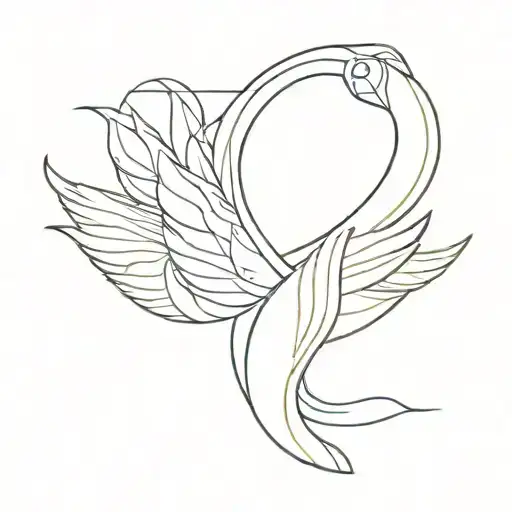 justine but the j is the swan's neck intertwined tattoo design idea