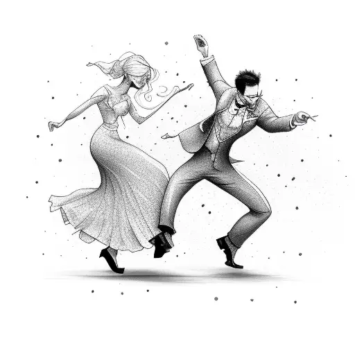 couple dancing spin tattoo design idea