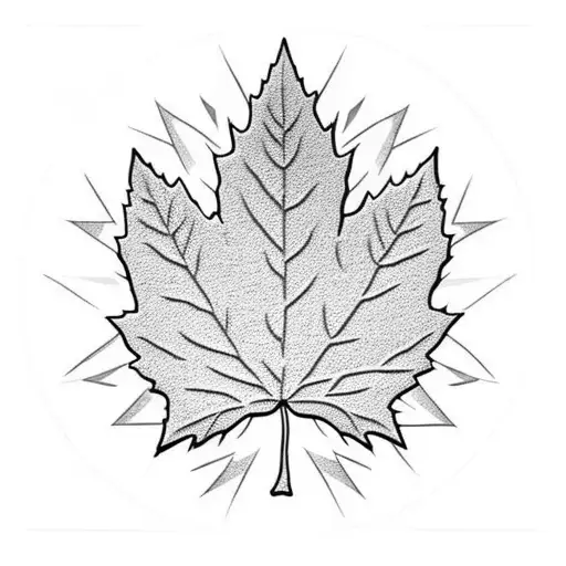 Maple Leaf surrounded by Sonic the hedgehog incased by characters from The Simpsons tattoo design idea