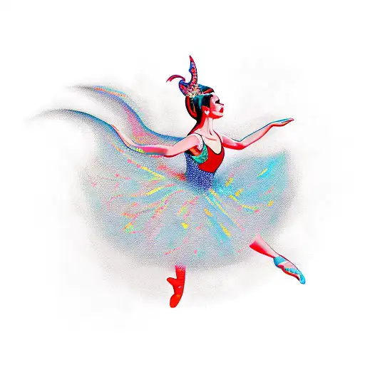 Dancer gracefully pirouetting with a shark fin as a tutu tattoo design idea