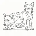 I need a sketch for tatto of a cerber dog with 3 heads and open mouth, it should be black and white maybe with purple  tattoo design idea