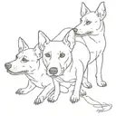 I need a sketch for tatto of a cerber dog with 3 heads and open mouth, it should be black and white maybe with purple  tattoo design idea