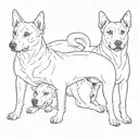 I need a sketch for tatto of a cerber dog with 3 heads and open mouth, it should be black and white maybe with purple  tattoo design idea