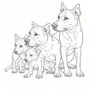 I need a sketch for tatto of a cerber dog with 3 heads and open mouth, it should be black and white maybe with purple  tattoo design idea