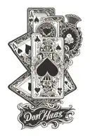 playing cards all aces with the words "Don't play with people's hearts" tattoo design idea