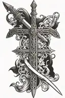 cross with sword  tattoo design idea