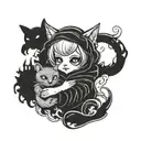 ghost holding a cat tattoo design idea