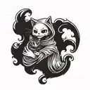 ghost holding a cat tattoo design idea