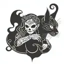 ghost holding a cat tattoo design idea