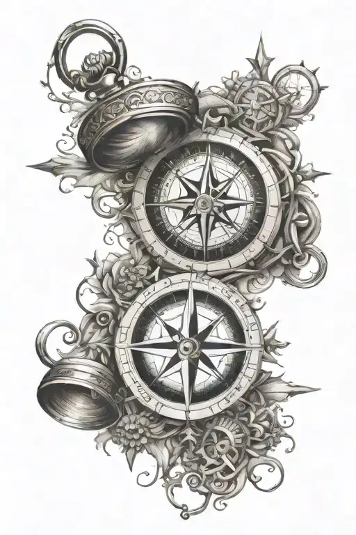 wanderlust compass intertwined tattoo design idea