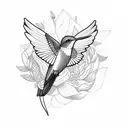 Hummingbird flowers  tattoo design idea