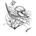 Hummingbird flowers  tattoo design idea