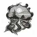 a hand shedding light on a path showing the road ahead tattoo design idea