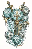 Ice Broadsword through d20 dice tattoo design idea