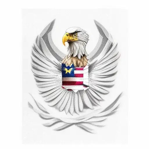 flying bald eagle Texas flag tattoo design idea