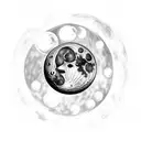 dark moon, moon eclipse, shining, tattoo design idea