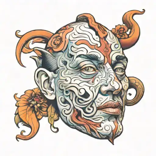 3/4 medical face tattoo design idea