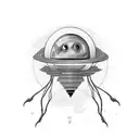 spacial bus e alien mixed tattoo design idea