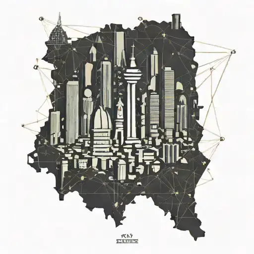 outline map state Sao Paulo + skyline silhouette tattoo design idea