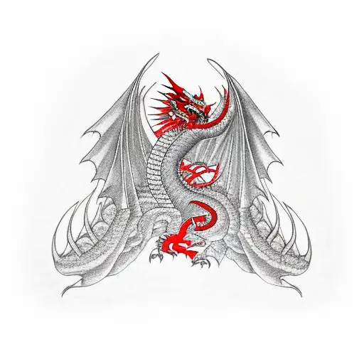 red dragon alongside ribs men tattoo design idea