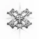 Cross with crown of thorns in the middle of the cross at the intersection  tattoo design idea