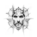 Cross with crown of thorns in the middle of the cross at the intersection  tattoo design idea