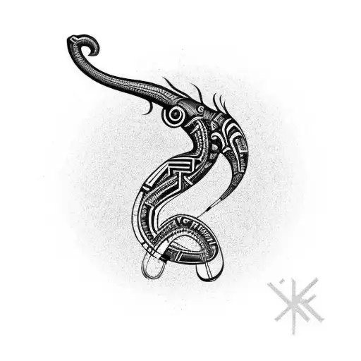 Neo kokopelli asymmetrical  tattoo design idea