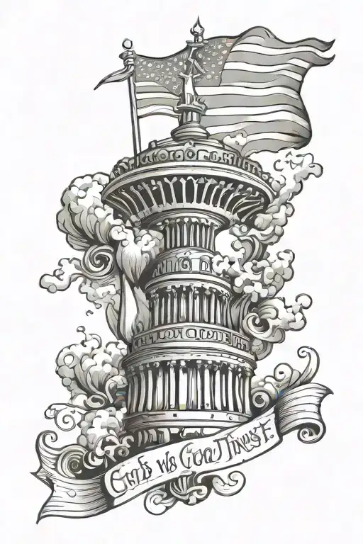 american flag in god we trust tattoo design idea