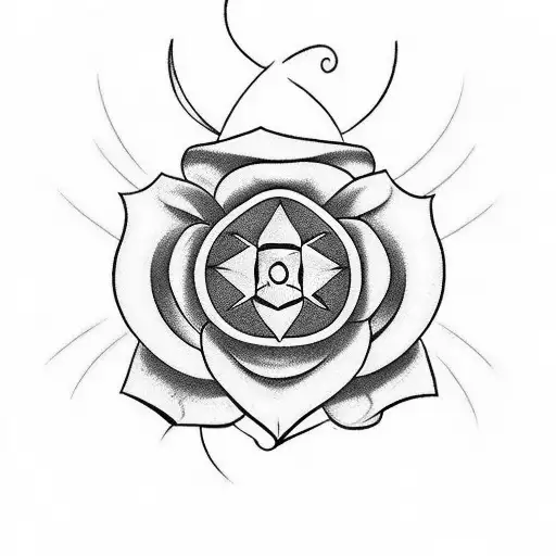 Maltese cross and rose tattoo design idea