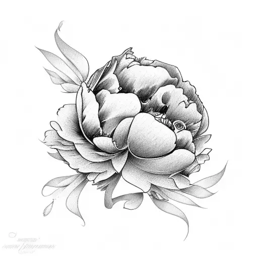 Fashion-inspired peony tattoo with a musical twist tattoo design idea