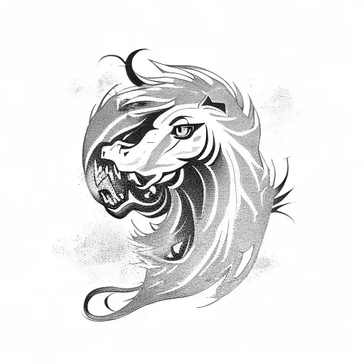 A fierce mustang car racing through a winding road tattoo design idea