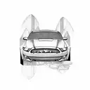 A sketch of a mustang car surrounded by various food items tattoo design idea