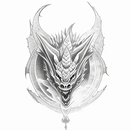 beautiful tattoo of a dragon crawling on a  shoulder, dragon's head on the upper arm tattoo design idea