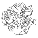 An elegant and minimalist tattoo of a bouquet featuring the birth flowers of June, March, and November with subtle shading for depth tattoo design idea