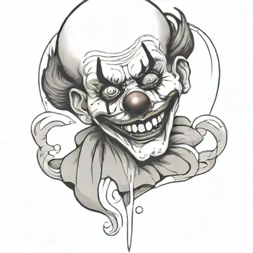 clown broken heart  tattoo design idea