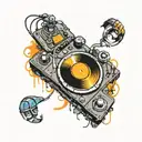 FUN FRIENDS DJ turntable tattoo design idea
